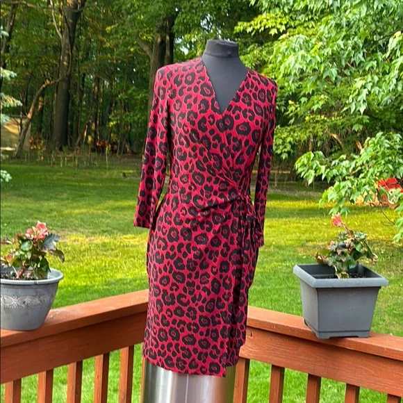 open lace back dress Anne Klein Half-Wrap Polka-Dot A-Line Dress MSRP $139
